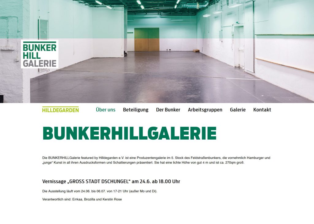 Webseite Bunkerhillgalerie